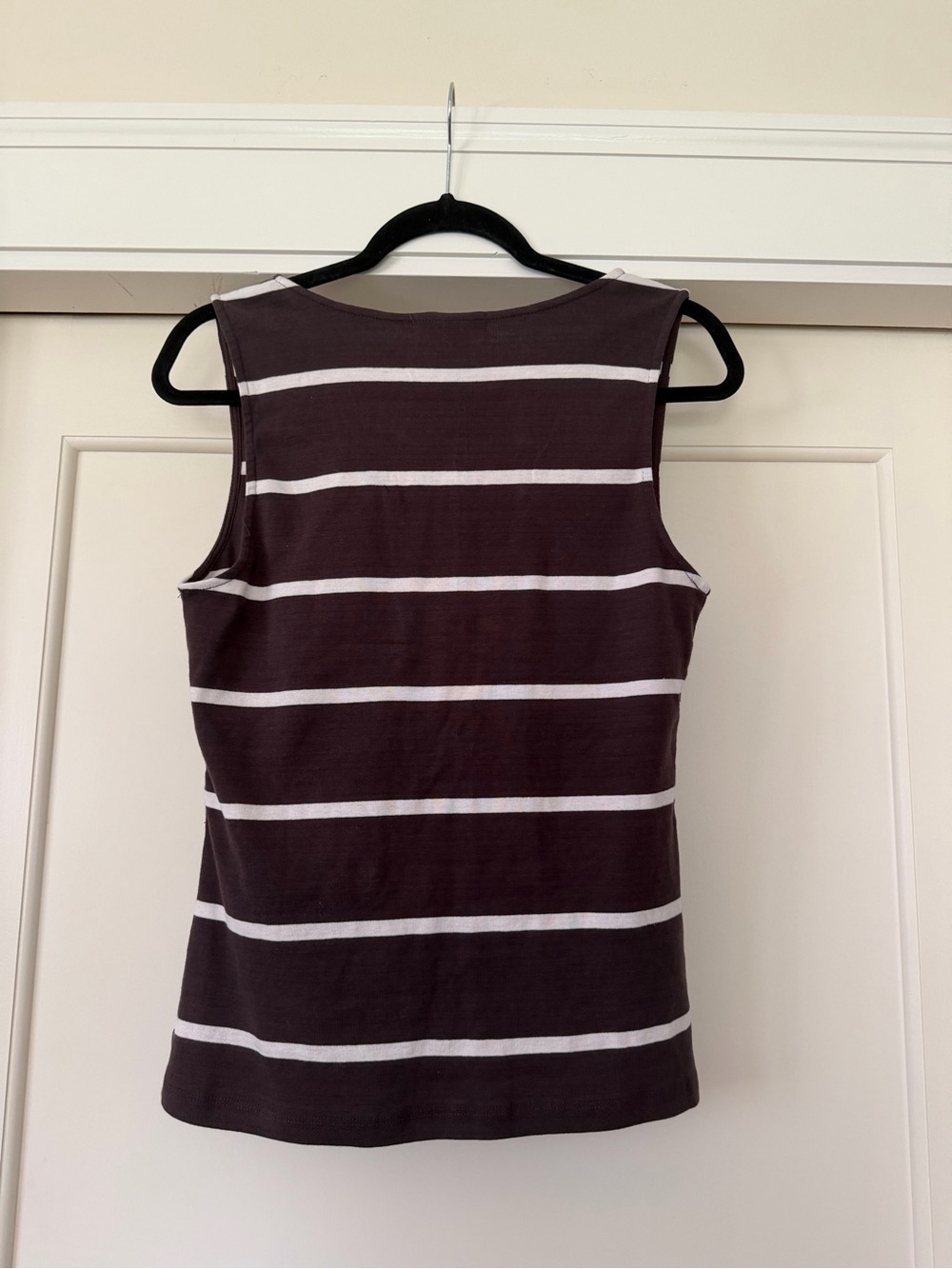 Sanctuary Sleeveless Twist-Front Stripe Tank Top in Brown & Cream Size L - Picture 4 of 4